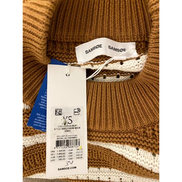 Samsoe Samsoe Raili Crew Neck Oversized Chunky Striped Pullover Sweater - Picture 2 of 7